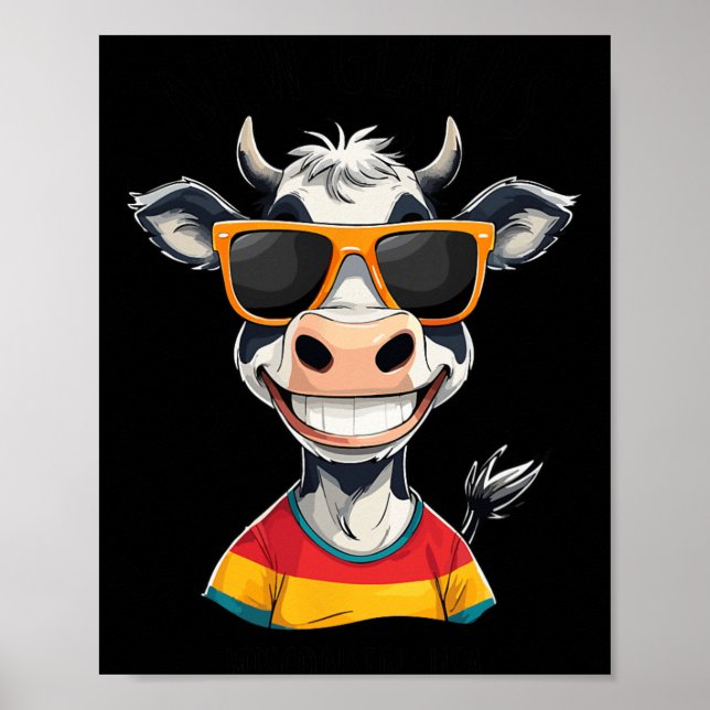 Póster New Glarus Wi Usa Funny Cow Cartoon Design  (Frente)