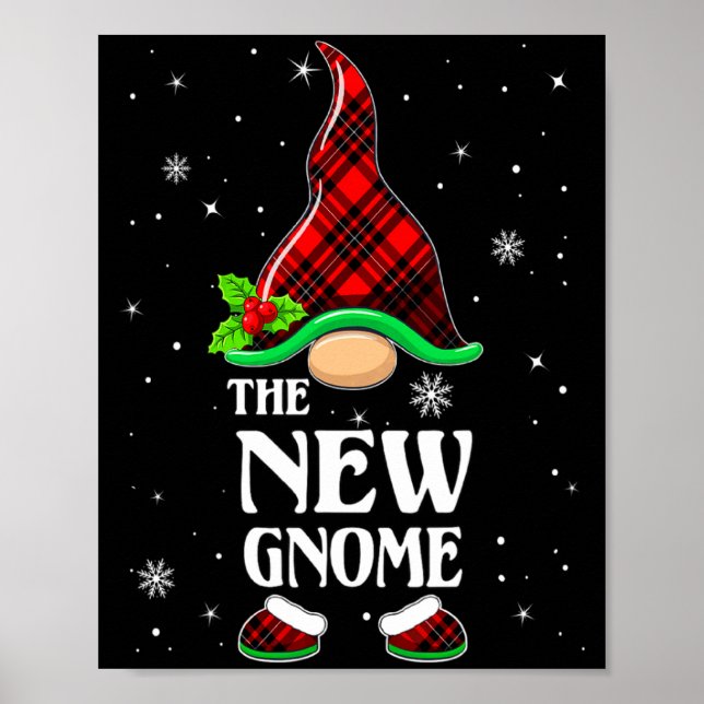 Póster New Gnome Red Plaid Matching Family Christmas Paja (Frente)