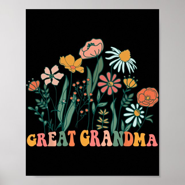 Póster New Great Grandma Wildflower First Birthday &amp;  (Frente)
