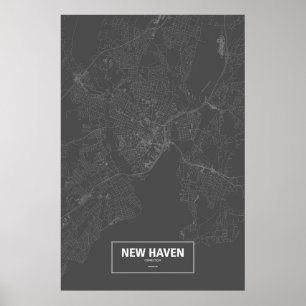 Póster New Haven, Connecticut (blanco en negro)