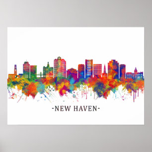 Póster New Haven Connecticut Skyline
