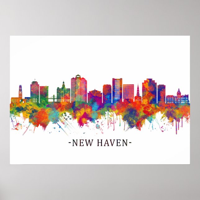 Póster New Haven Connecticut Skyline (Frente)