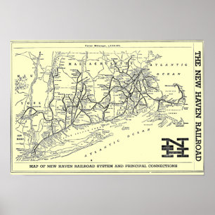 Póster New Haven Railroad 1956 Map