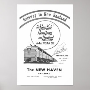 Póster New Haven Railroad-Gateway To New England 1950