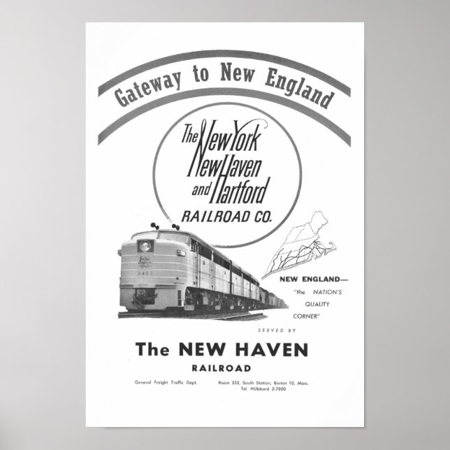 Póster New Haven Railroad-Gateway To New England 1950 (Frente)