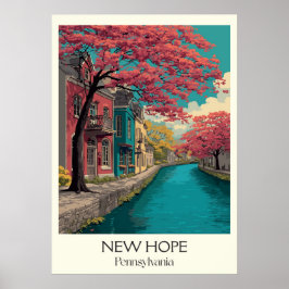 Póster New Hope Pennsylvania Vintage Canal Town Art