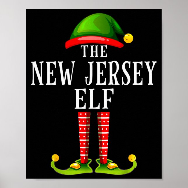 Póster New Jersey Elf Christmas Matching Family Group Pjs (Frente)