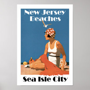 Póster New Jersey vara la ciudad de la isla del ~Sea