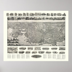Póster New London, CT Panoramic Map - 1911