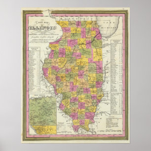 Póster New Map Of Illinois