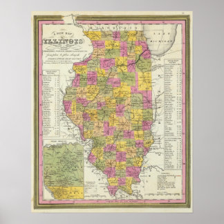 Póster New Map Of Illinois