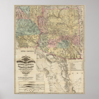 Póster New Map of the Territory of Arizona