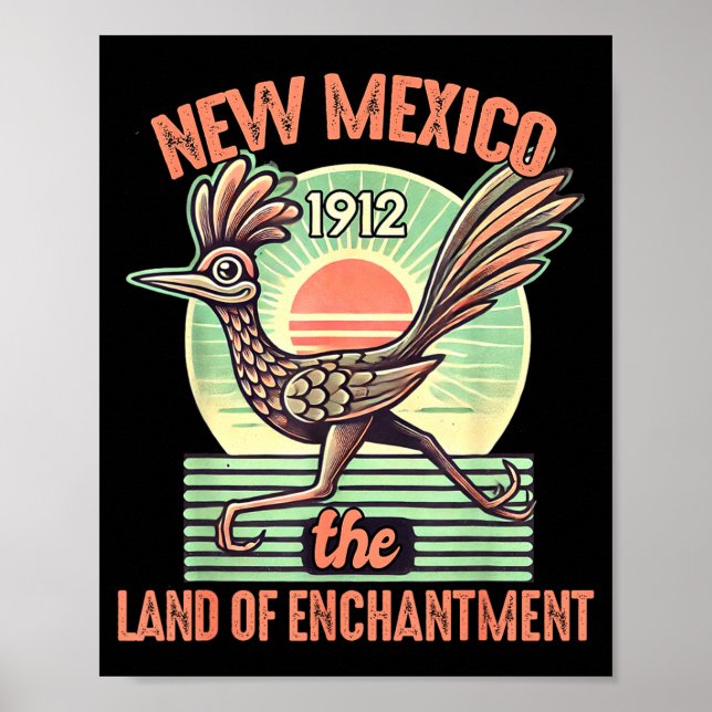 Póster New Mexico State Land Of Enchantment Road Runner S (Frente)