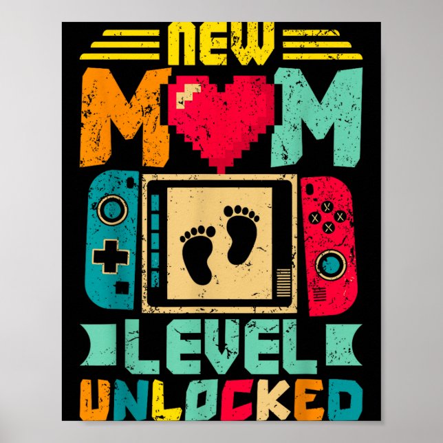 Póster New Mom Level Unlocked Gamer Valentine's  (Frente)