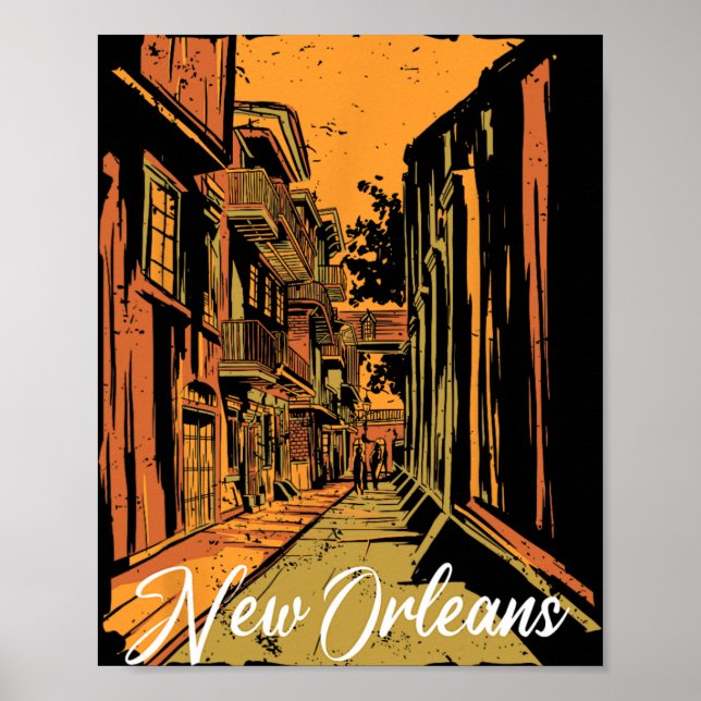 Póster New Orleans Bourbon Street Souvenir French Quarter (Frente)