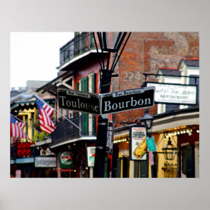 Póster New Orleans Bourbon & Toulouse Street Poster Print
