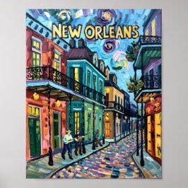 Póster New Orleans French Quarter Van Gogh Style Travel
