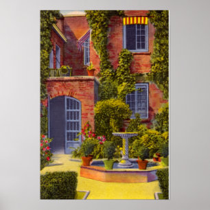 Póster New Orleans Louisiana Courtyard Little Theatre