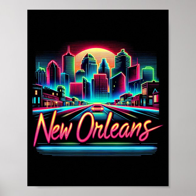 Póster New Orleans Louisiana Shirt La 80s 90s Retro City  (Frente)