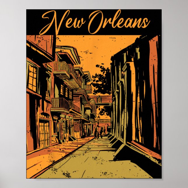 Póster New Orleans Louisiana Souvenir Bourbon Street  (Frente)