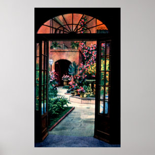 Póster New Orleans Luisiana poco patio del teatro
