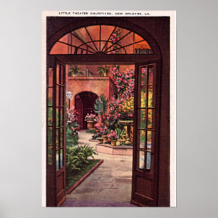 Póster New Orleans Luisiana poco patio del teatro