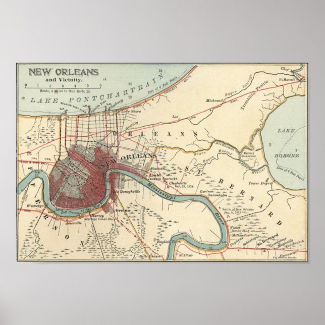 Póster New Orleans MAp 1900 (Frente)