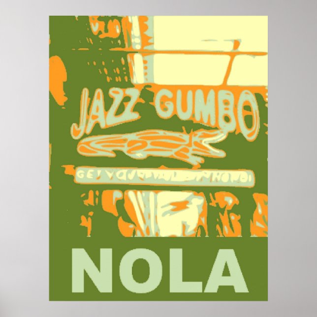 Póster New Orleans Nola Jazz Gumbo (Frente)