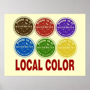 Póster New Orleans Water Meter Colores locales