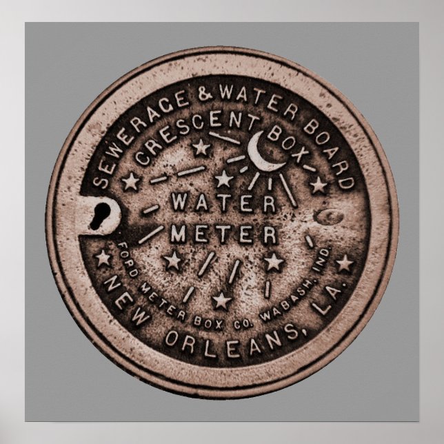 Póster New Orleans Water Meter Wall Art (Frente)