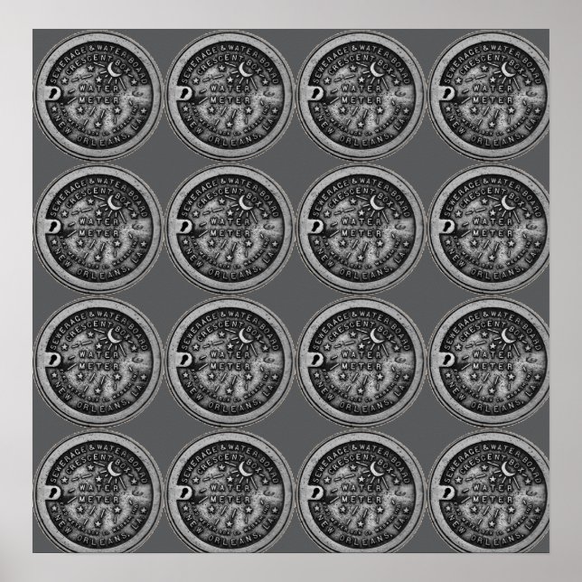 Póster New Orleans Water Meter Wall Art (Frente)