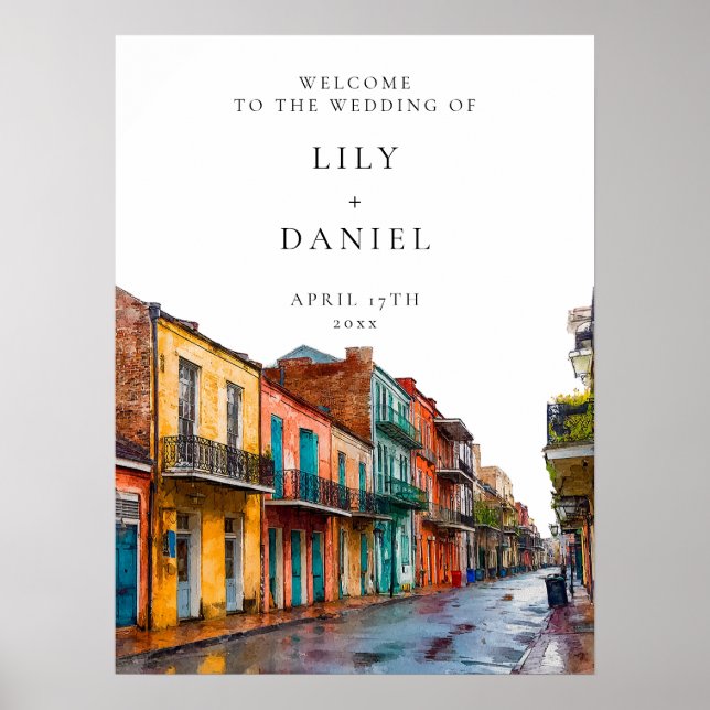 Póster New Orleans Wedding Welcome Sign (Frente)