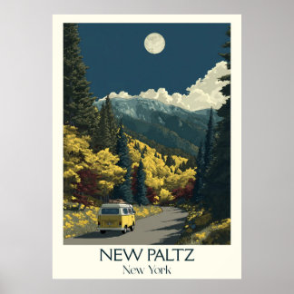 Póster New Paltz New York Vintage Mountain Road Art