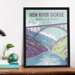 Póster New River Gorge National Park West Virginia Bridge<br><div class="desc">Nuevo diseño de arte vectorial de la garganta del río. El parque alberga algunos de los mejores balseos de agua blanca del país y también es una de las zonas de escalada más populares de la costa este.</div>