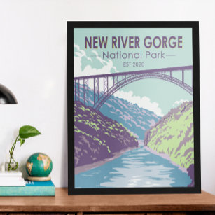 Póster New River Gorge National Park West Virginia Bridge
