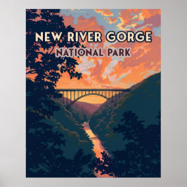 Póster New River Gorge National Park West Virginia Bridge