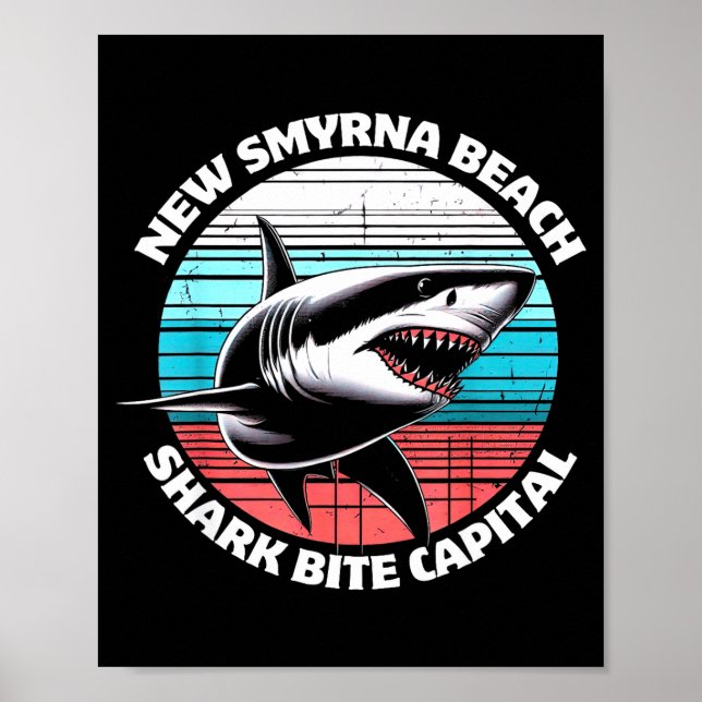 Póster New Smyrna Beach_ Shark Bite Catal Graphic  (Frente)
