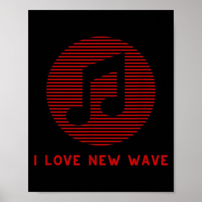 Póster New Wave Music Red And Black Funny 70's 80's Music (Frente)