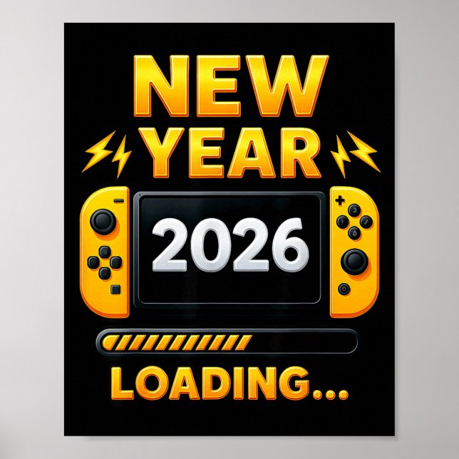 Póster New Year 2026 Loading Gaming Controller New Years  (Frente)