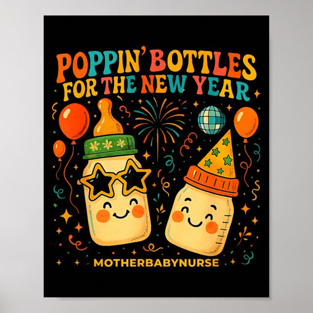 Póster New Year Celebration Pn Bottles Mother Baby Nicu N (Frente)