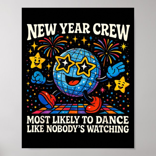 Póster New Year Crew Most Likely To Dance Retro Party  (Frente)