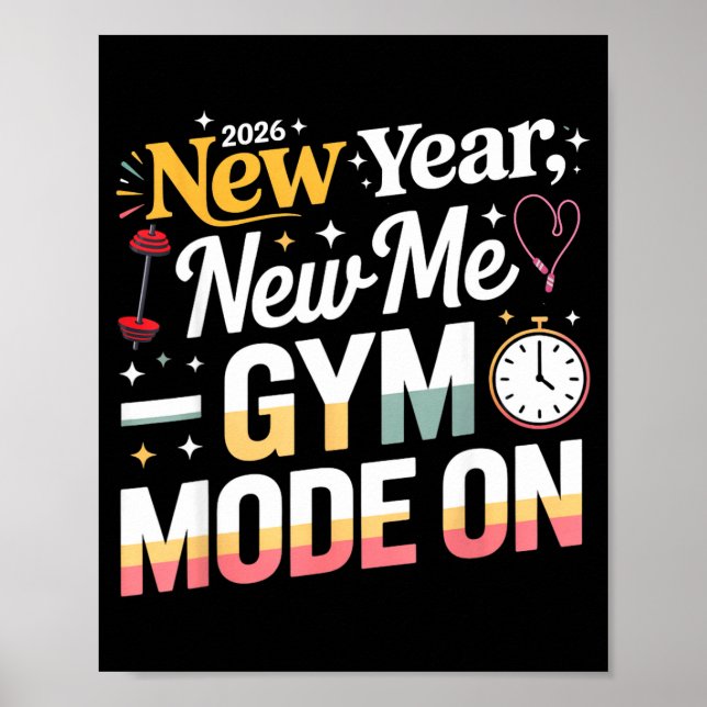 Póster New Year New Me 2026 Funny Fitness Workout Gym Mod (Frente)