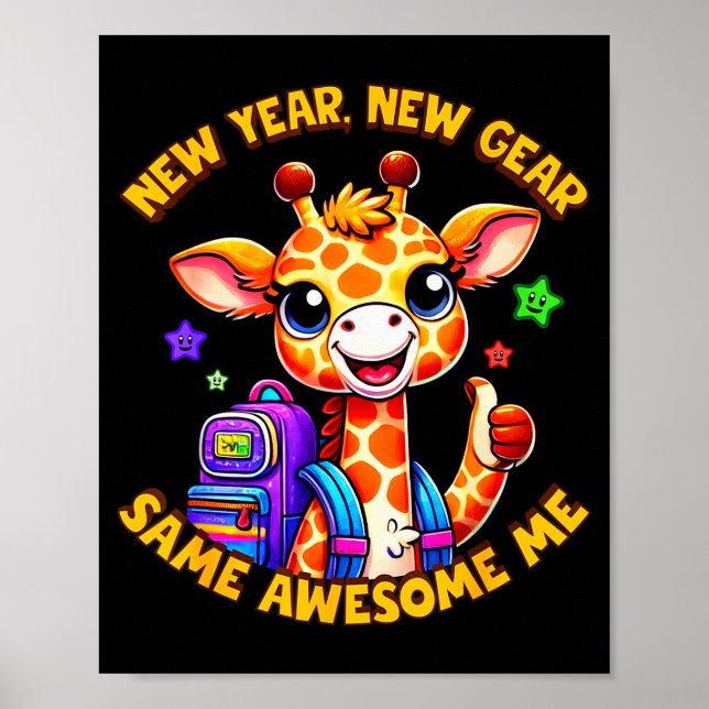Póster New Year New Same Awesome Me Giraffe Kids  (Frente)