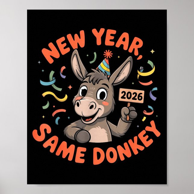 Póster New Year Same 2026 Funny Farm Animal Family Matchi (Frente)