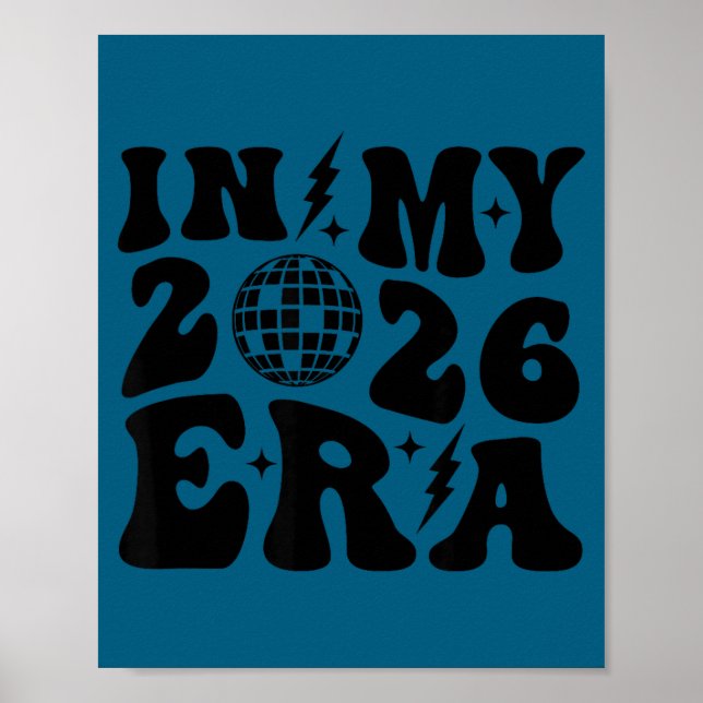 Póster New Year's 2026 Retro Trendy Disco Ball Groovy Cut (Frente)