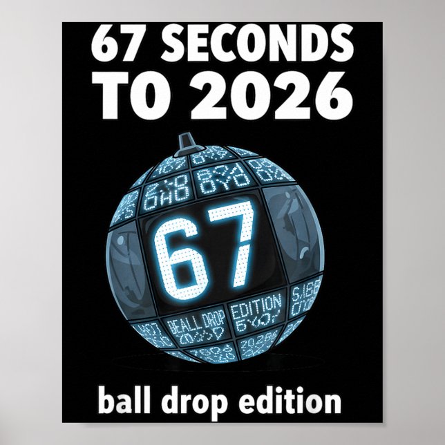 Póster New Year's Day Ball Drop Countdown Funny Brainrot  (Frente)