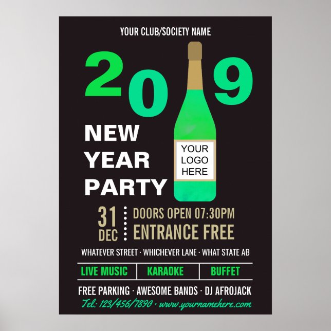 Póster New Years Eve Club/Society Bash add Logo Advertido (Frente)