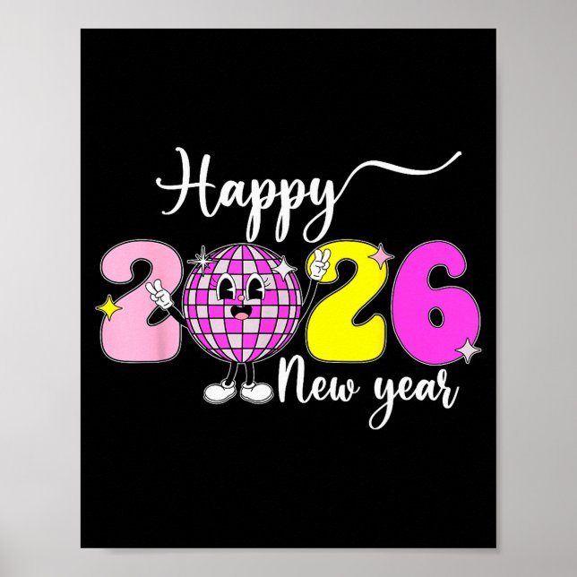 Póster New Year's Eve Hello 2026 Happy New Year 2026 Disc (Frente)