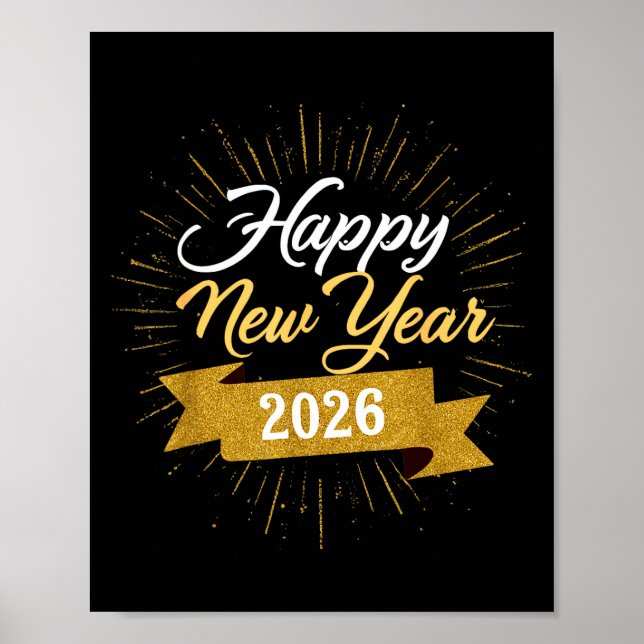 Póster New Years Eve Party Supplies 2026 Happy New Year F (Frente)