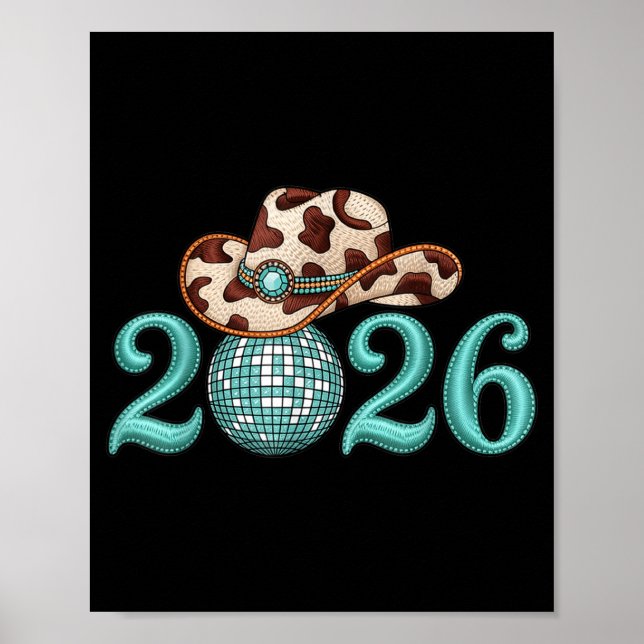 Póster New Years Eve Party Supplies 2026 Western Nk Cowgi (Frente)